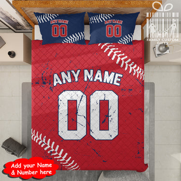 Custom Quilt Sets Cleveland Jersey Personalized Baseball Premium Quilt Bedding for Men Women